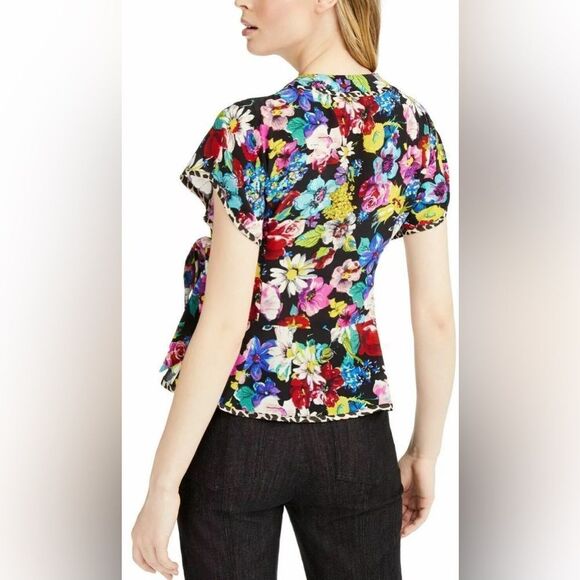 Nanette Lepore Floral Wrap Blouse Top - Picture 2 of 5